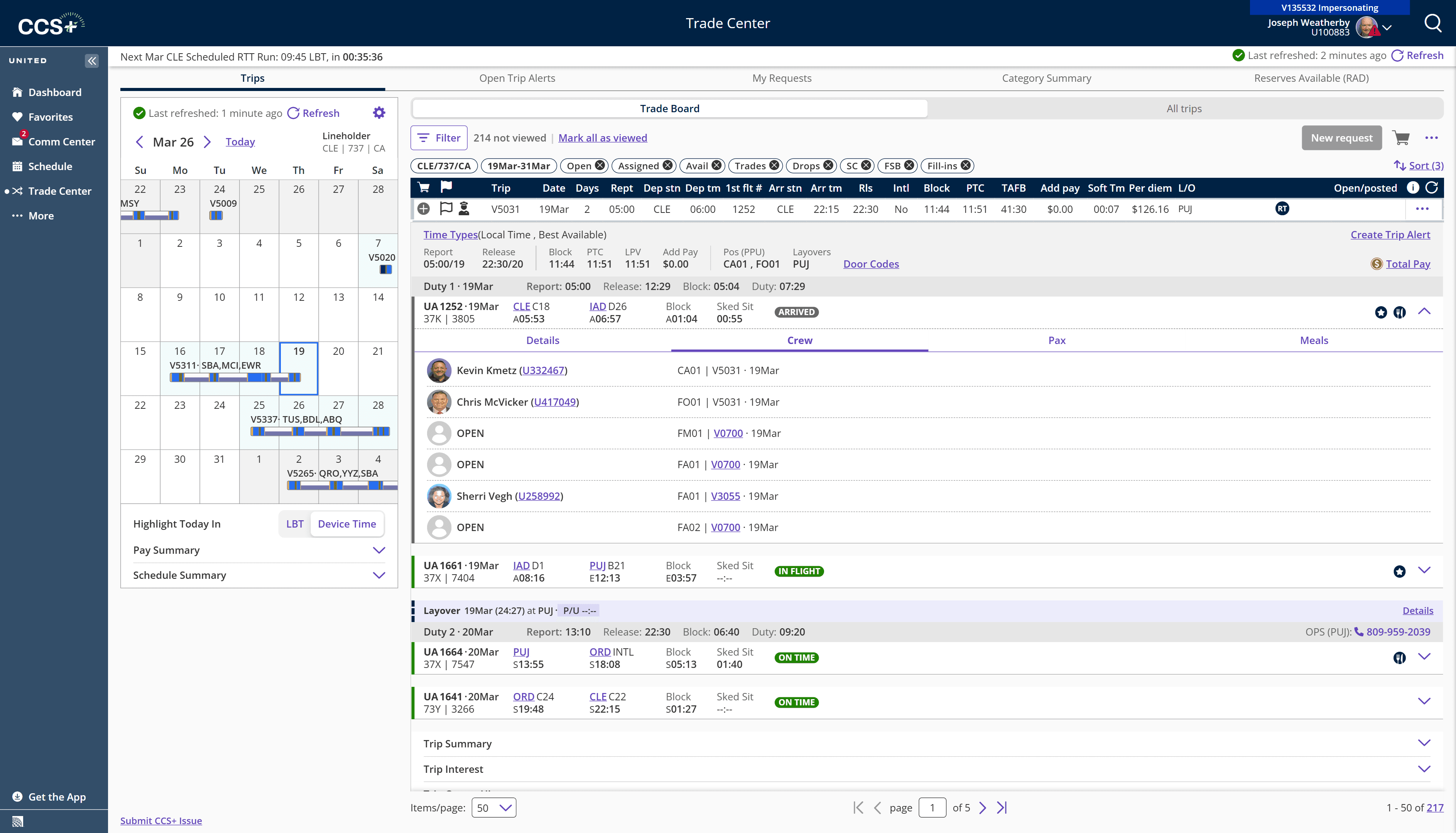 Full trip detail without leaving the board